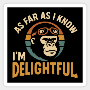 As Far As I Know I’m Delightful Funny Gorilla Retro Graphic Sticker
